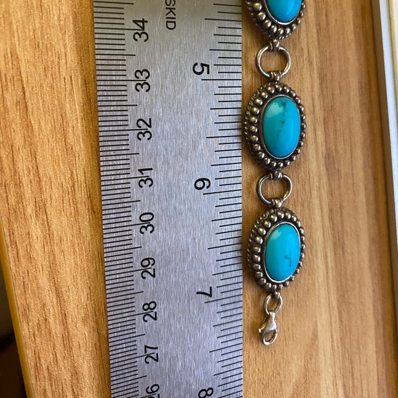 Beautiful 925 Han sterling Silver turquoise bracelet and necklace set - Picture 7 of 7